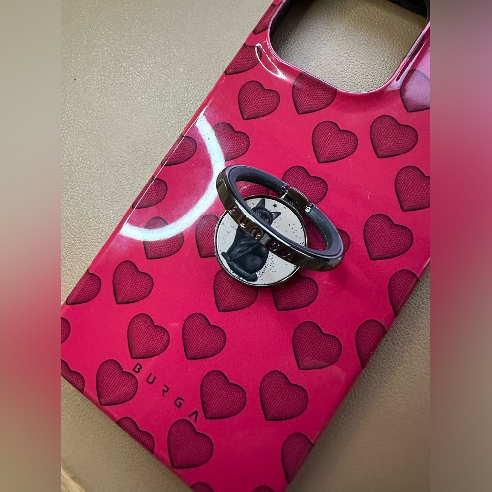 BURGA iPhone 14 Pro Max Heart Case with attached Black Cat Ring - Picture 8 of 15